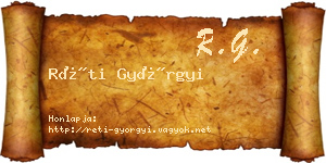 Réti Györgyi névjegykártya